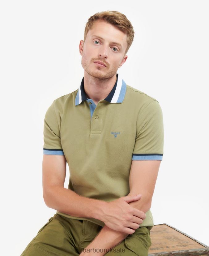 Finkle Polo Shirt Barbour Men R08LB6648 Clothing Bleached Olive