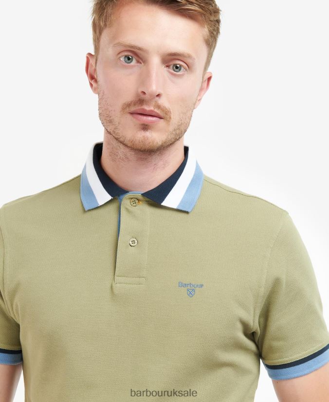 Finkle Polo Shirt Barbour Men R08LB6648 Clothing Bleached Olive