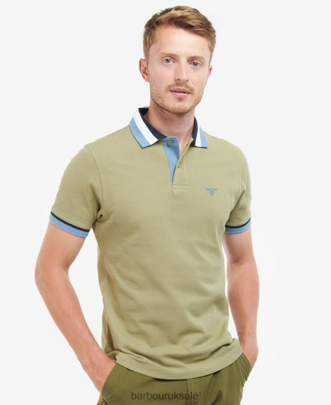 Finkle Polo Shirt Barbour Men R08LB6648 Clothing Bleached Olive