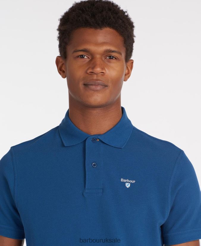 Sports Polo Shirt Barbour Men R08LB6580 Clothing Atlantic Blue - Click Image to Close