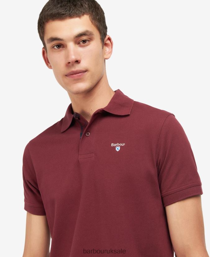 Tartan Pique Polo Shirt Barbour Men R08LB6707 Clothing Ruby