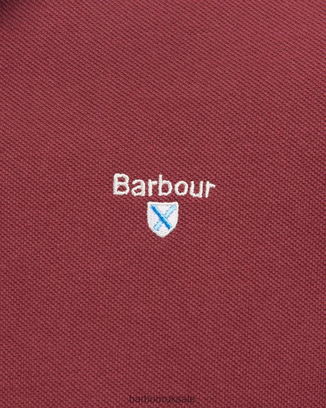 Tartan Pique Polo Shirt Barbour Men R08LB6707 Clothing Ruby