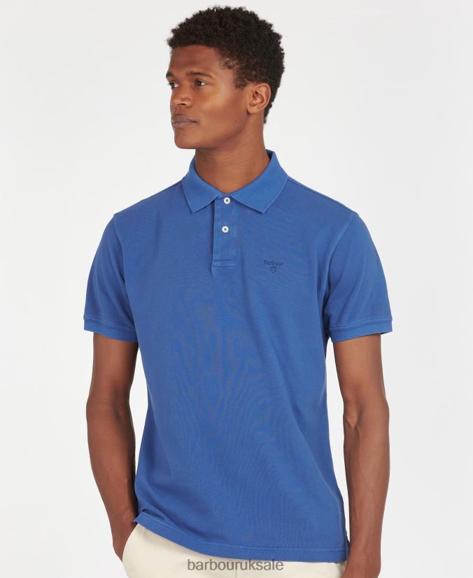 Washed Sports Polo Shirt Barbour Men R08LB6564 Clothing Sky - Click Image to Close