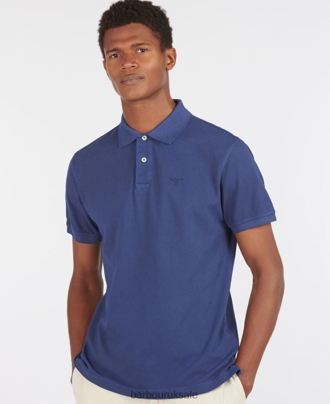 Washed Sports Polo Shirt Barbour Men R08LB6589 Clothing Sky