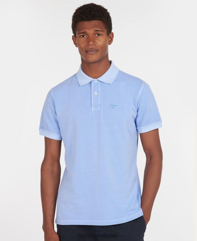 Washed Sports Polo Shirt Barbour Men R08LB6595 Clothing Sky - Click Image to Close