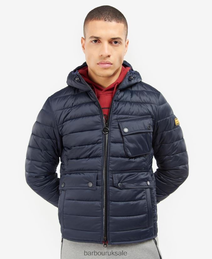 Racer Ouston Hooded Quilted Jacket Barbour Men R08LB6123 Clothing Sage - Click Image to Close