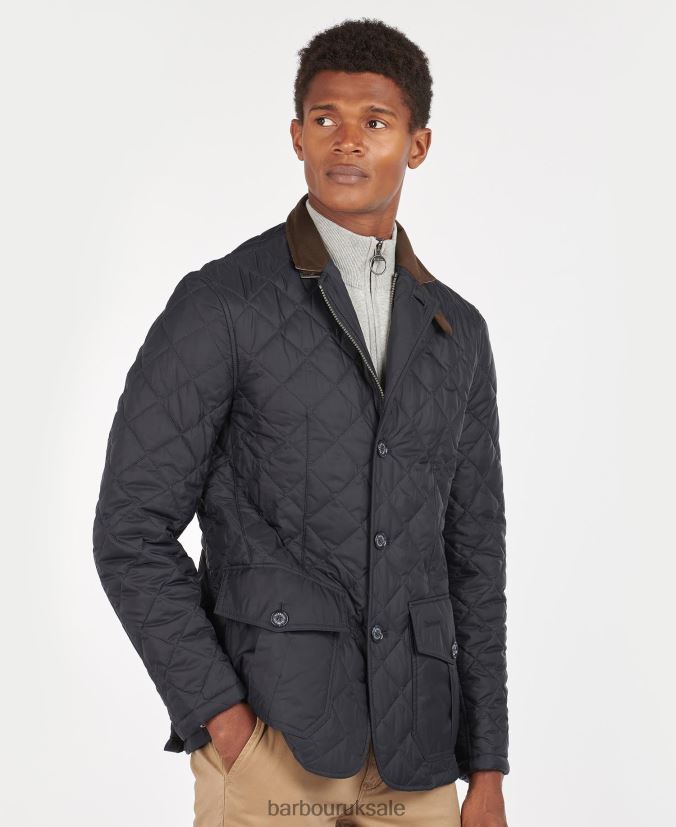 Sander Quilted Jacket Barbour Men R08LB699 Clothing Navy - Click Image to Close