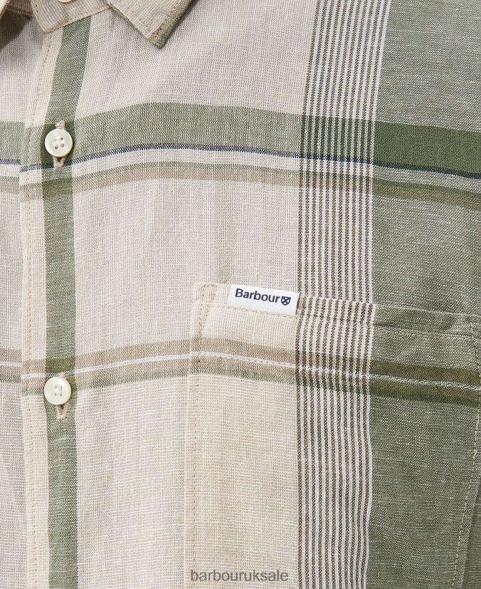 Bellerby Summer Shirt Barbour Men R08LB6333 Clothing Burnt Olive