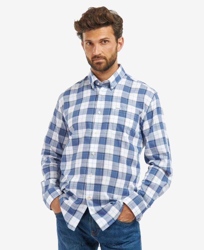 Broxfield Regular Checked Shirt Barbour Men R08LB6370 Clothing Classic Blue - Click Image to Close