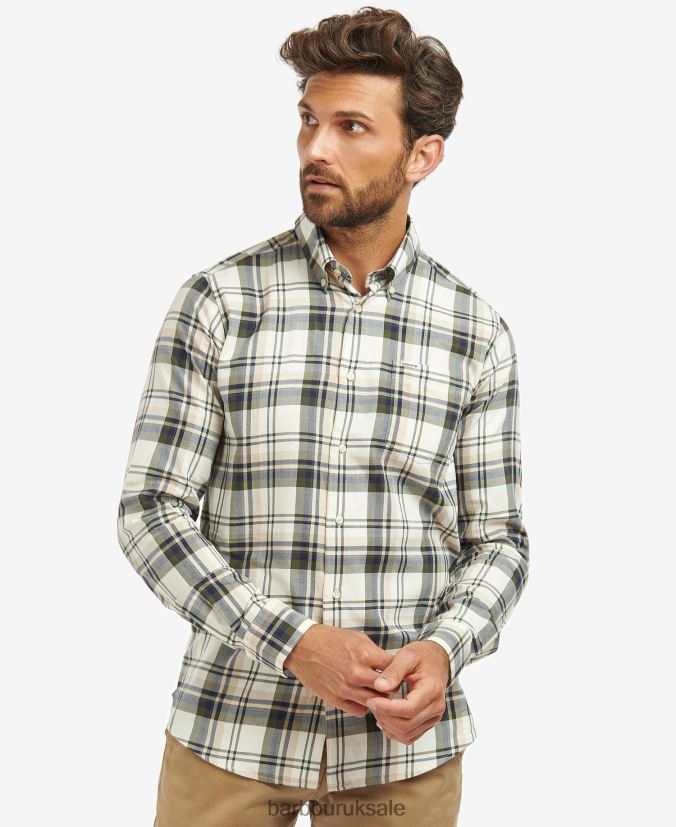 Falstone Tailored Checked Shirt Barbour Men R08LB6390 Clothing Stone - Click Image to Close