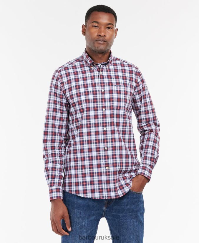 Foxlow Tailored Shirt Barbour Men R08LB6420 Clothing Chilli Red - Click Image to Close