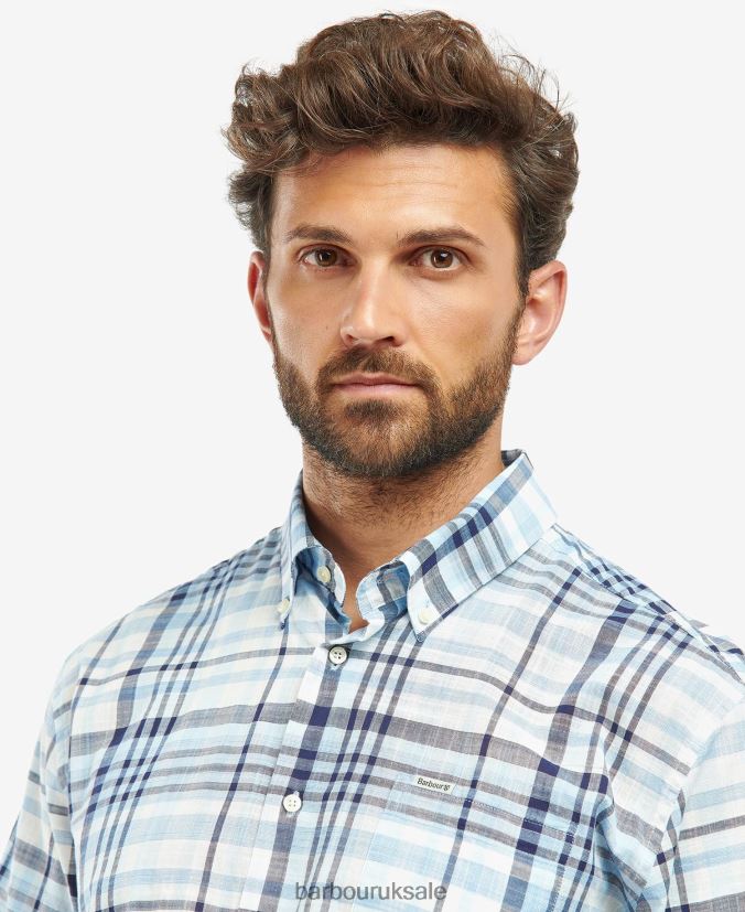 Hartley Regular Checked Shirt Barbour Men R08LB6356 Clothing Sky