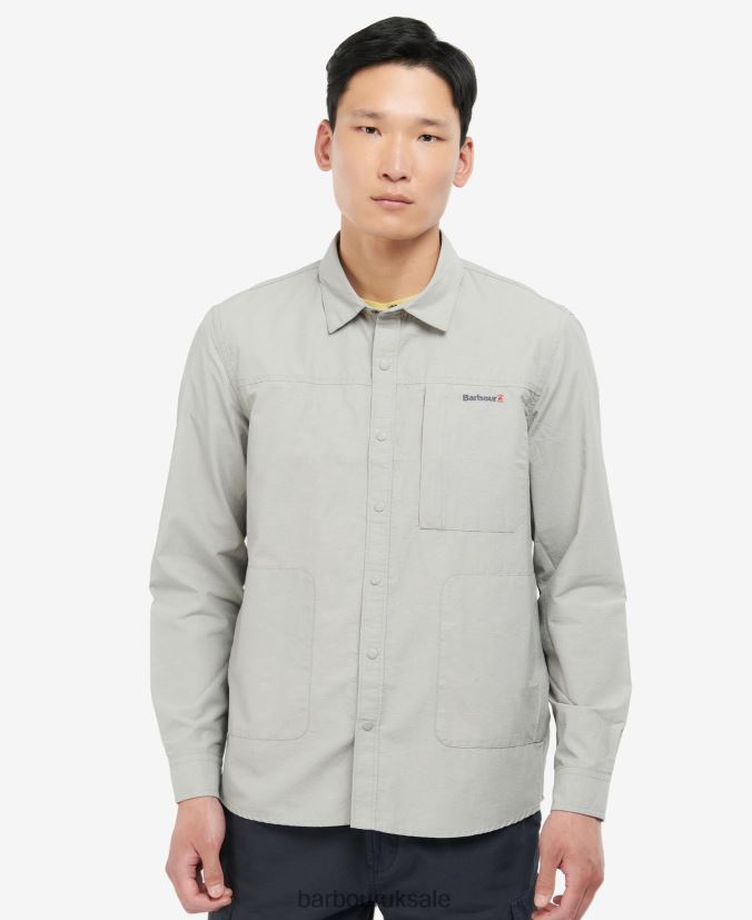 Jonah Overshirt Barbour Men R08LB6410 Clothing Light Grey - Click Image to Close