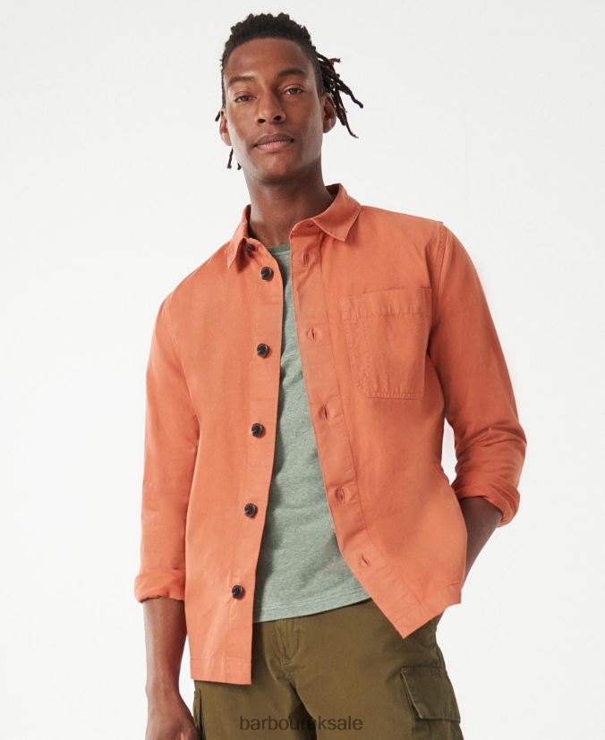 Longshore Overshirt Barbour Men R08LB6389 Clothing Orange Spice - Click Image to Close