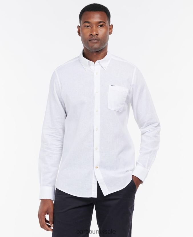 Nelson Tailored Shirt Barbour Men R08LB6327 Clothing White - Click Image to Close