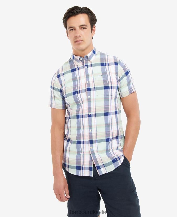 Nickwell Tailored Shirt Barbour Men R08LB6444 Clothing Sky - Click Image to Close