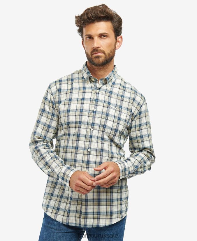 Sadle Checked Shirt Barbour Men R08LB6397 Clothing Navy - Click Image to Close