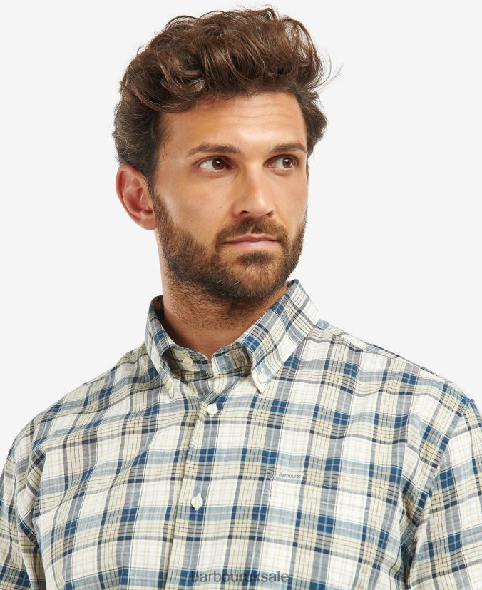 Sadle Checked Shirt Barbour Men R08LB6397 Clothing Navy