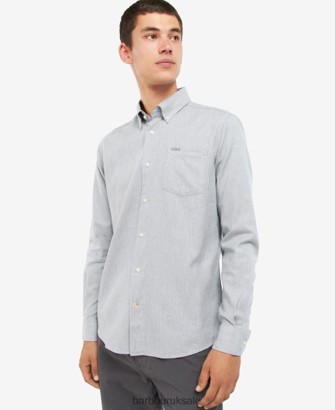 Seaham Tailored Shirt Barbour Men R08LB6506 Clothing Grey Marl