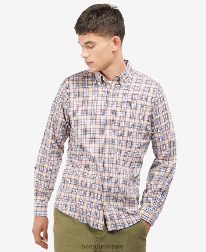 Spillman Tailored Shirt Barbour Men R08LB6450 Clothing Stone