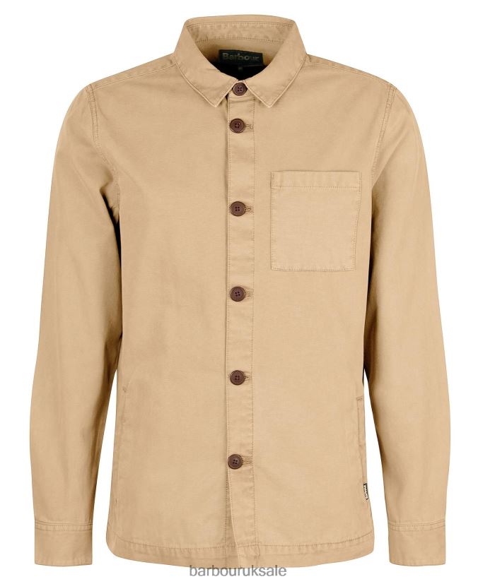 Washed Cotton Overshirt Barbour Men R08LB6296 Clothing Bleached Olive