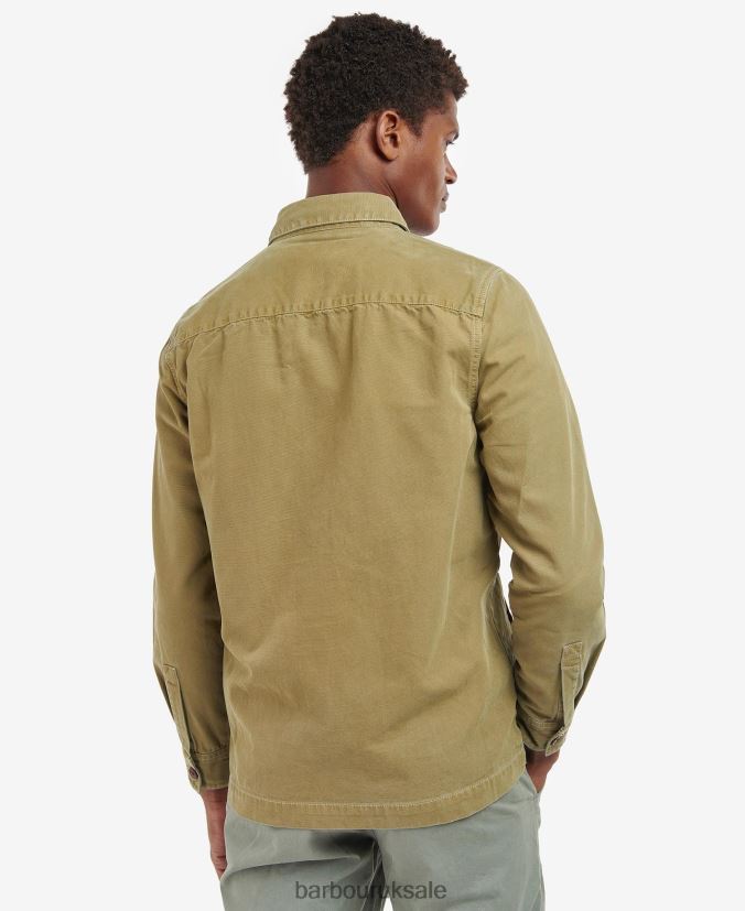 Washed Cotton Overshirt Barbour Men R08LB6528 Clothing Bleached Olive