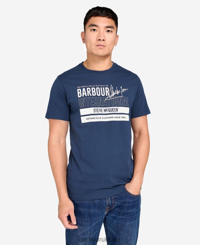 Barry Graphic T-Shirt Barbour Men R08LB6914 Clothing Insignia Blue - Click Image to Close