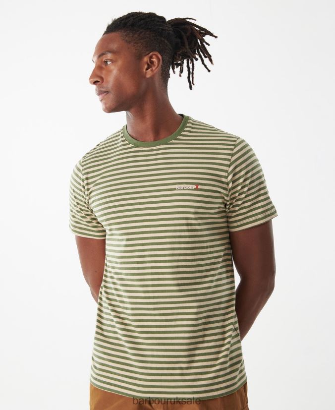 Bilting Stripe T-Shirt Barbour Men R08LB6746 Clothing Faded Orange - Click Image to Close