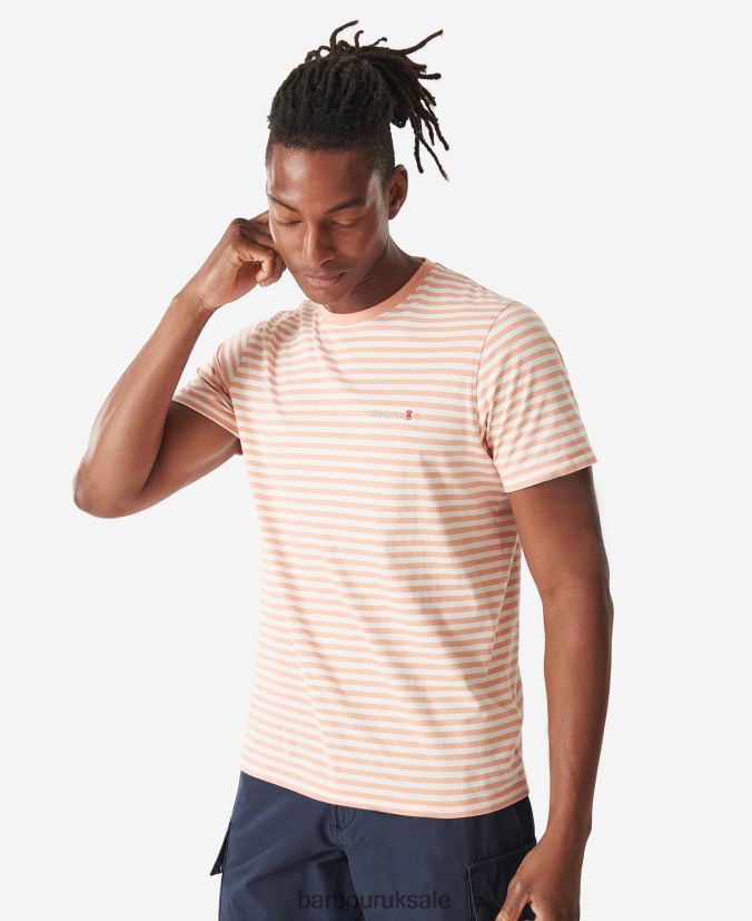 Bilting Stripe T-Shirt Barbour Men R08LB6957 Clothing Faded Orange