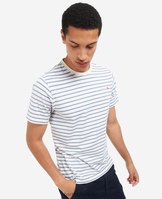 Dent Striped T-Shirt Barbour Men R08LB6828 Clothing Powder Blue