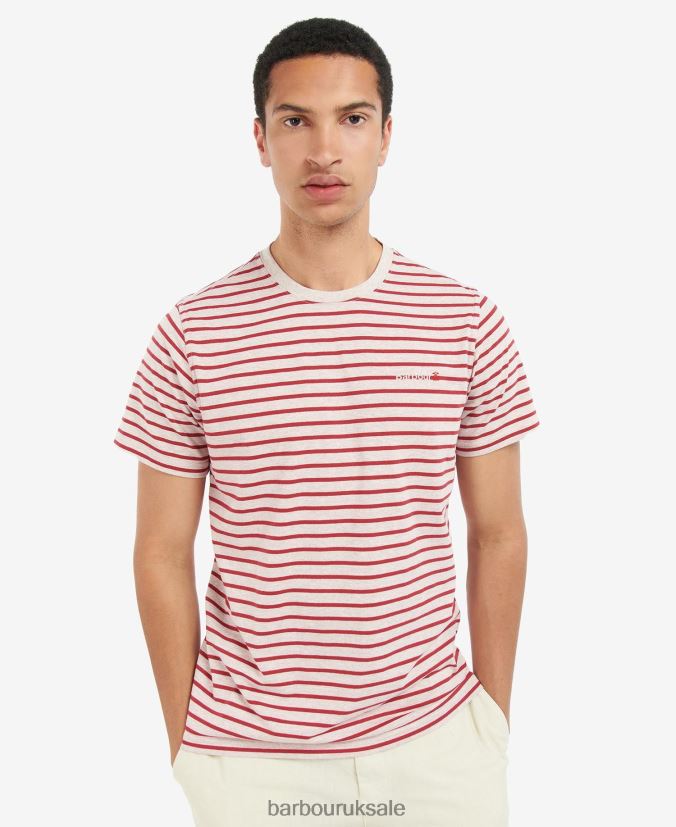 Dent Striped T-Shirt Barbour Men R08LB6832 Clothing Powder Blue - Click Image to Close