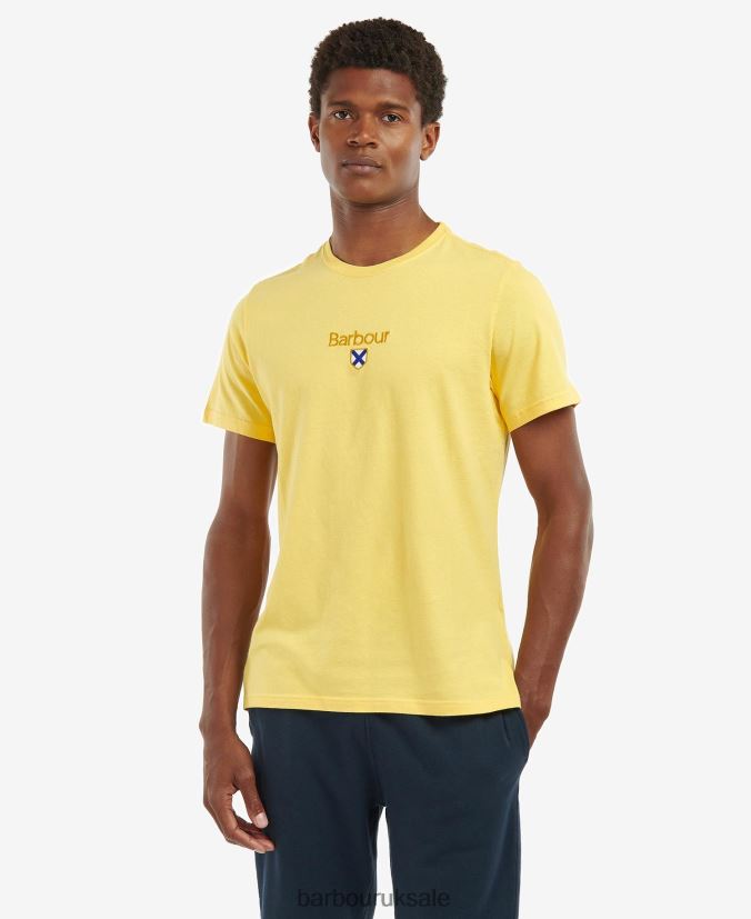 Emblem T-Shirt Barbour Men R08LB6931 Clothing Sunbleached Yellow - Click Image to Close