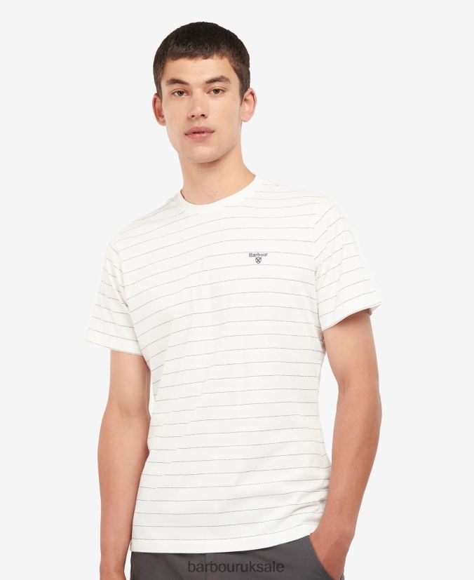 Hobson Striped T-Shirt Barbour Men R08LB6805 Clothing Whisper White - Click Image to Close