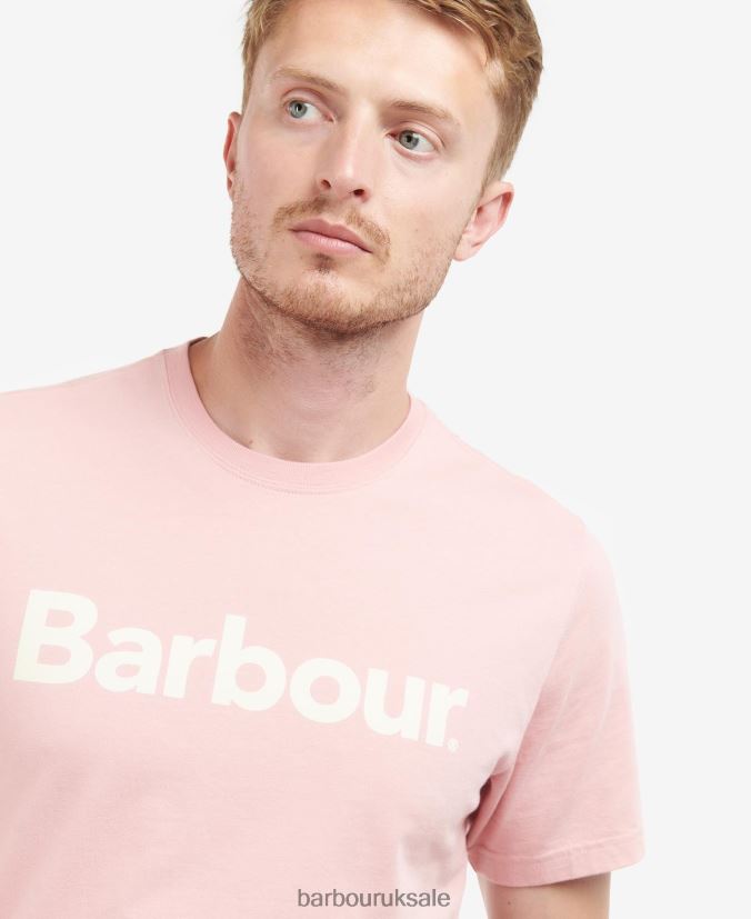 Logo T-Shirt Barbour Men R08LB6836 Clothing Pink Salt - Click Image to Close