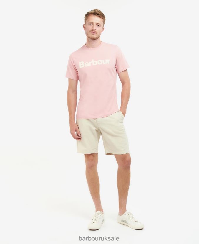 Logo T-Shirt Barbour Men R08LB6836 Clothing Pink Salt