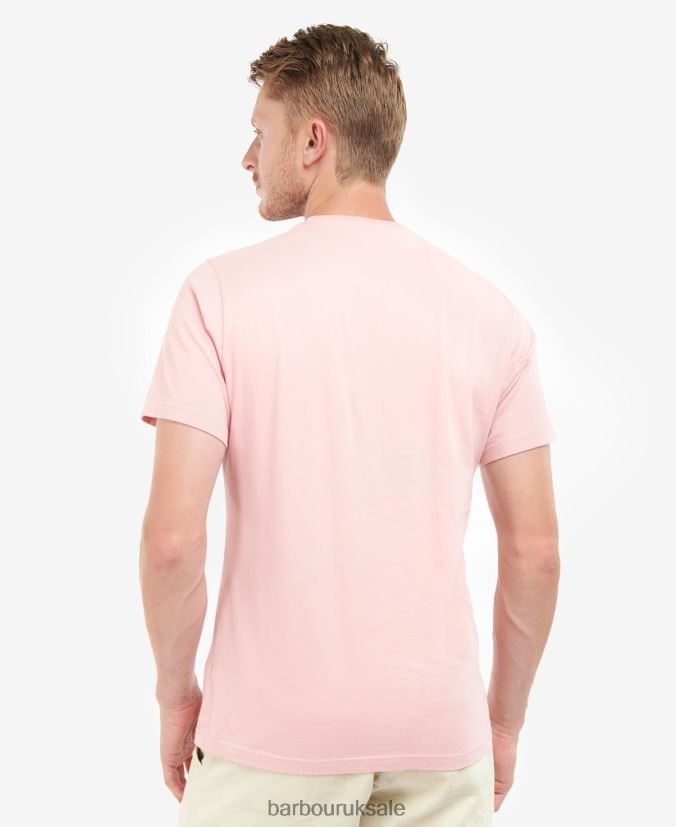 Logo T-Shirt Barbour Men R08LB6836 Clothing Pink Salt