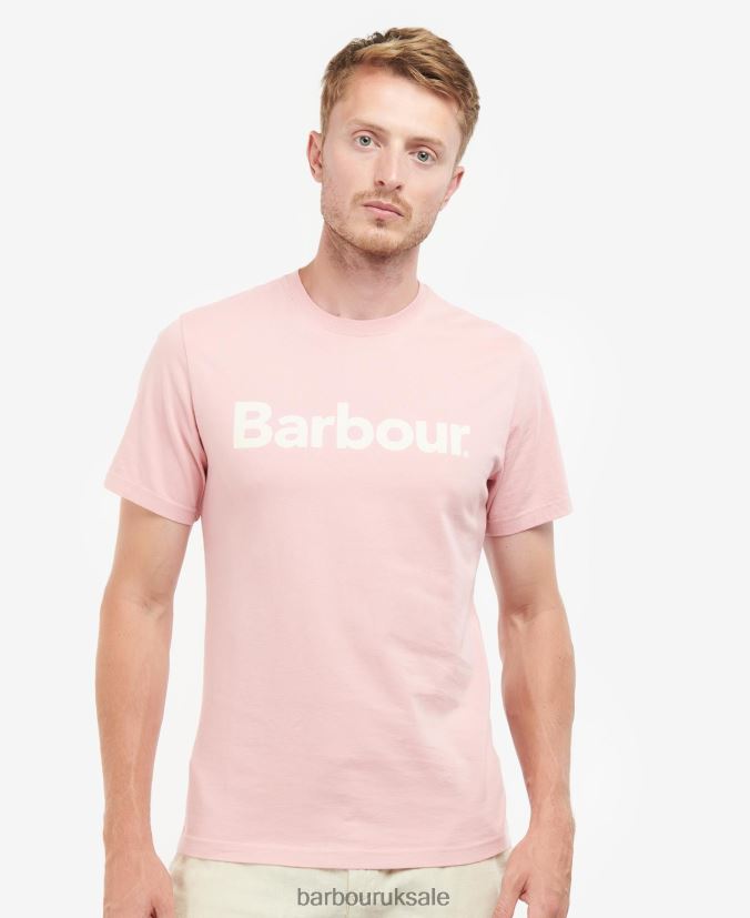 Logo T-Shirt Barbour Men R08LB6836 Clothing Pink Salt