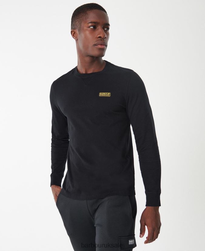 Long Sleeved Logo T-Shirt Barbour Men R08LB6898 Clothing Black