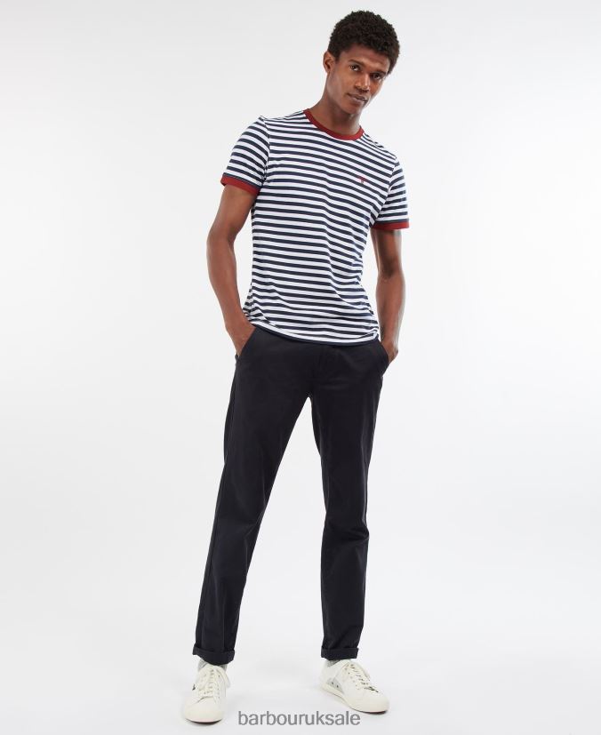 Quay Stripe T-Shirt Barbour Men R08LB6785 Clothing Navy