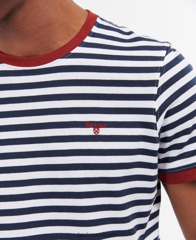 Quay Stripe T-Shirt Barbour Men R08LB6785 Clothing Navy