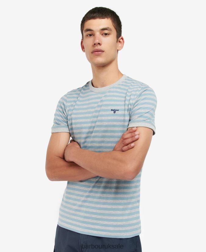 Quay Stripe T-Shirt Barbour Men R08LB6794 Clothing Navy - Click Image to Close