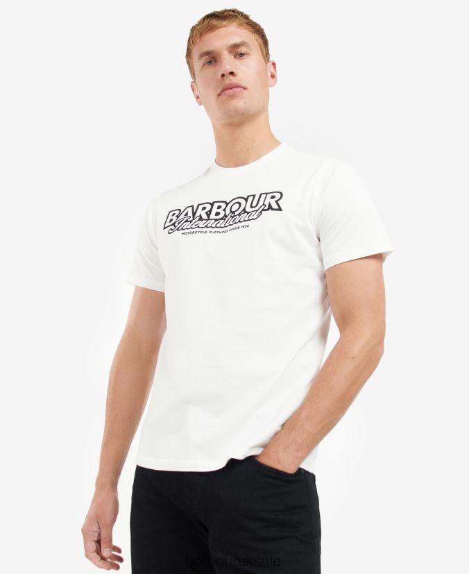 Rowley Logo T-Shirt Barbour Men R08LB6932 Clothing Whisper White - Click Image to Close