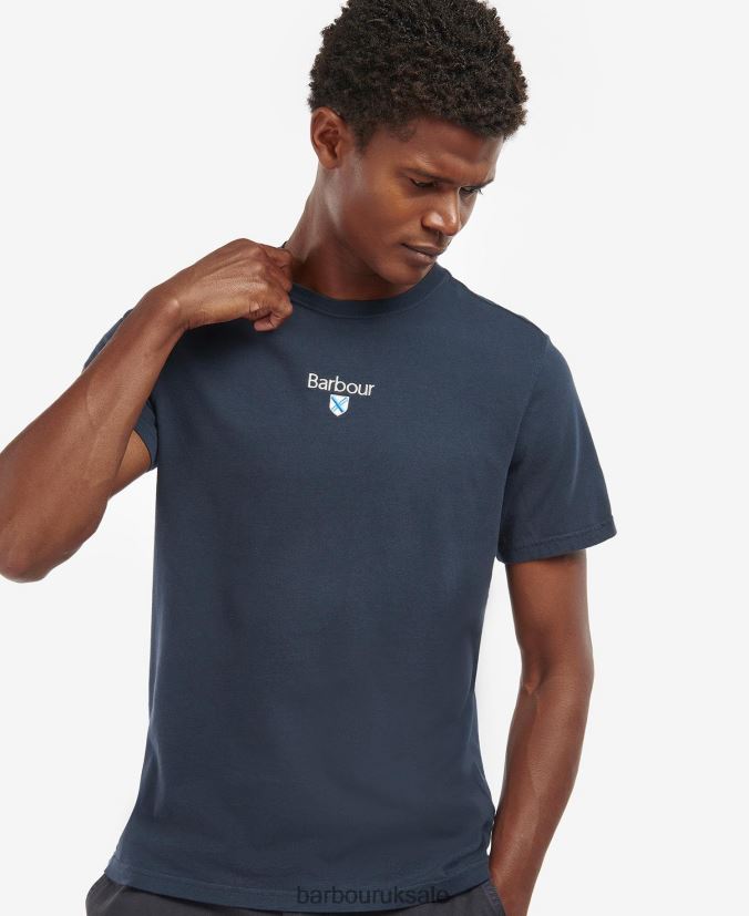 Stockton Logo T-Shirt Barbour Men R08LB6793 Clothing Classic Navy - Click Image to Close