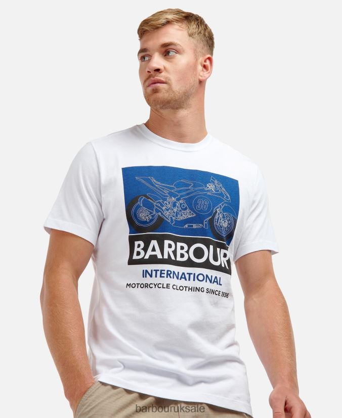 Whitburn T-Shirt Barbour Men R08LB6976 Clothing Whisper White - Click Image to Close