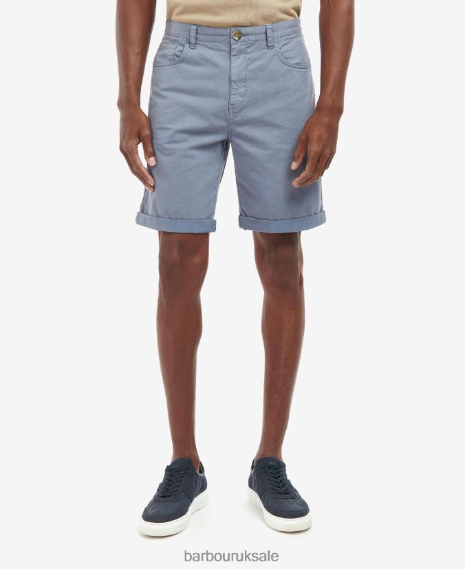 Twill Shorts Barbour Men R08LB61176 Clothing Washed Blue - Click Image to Close