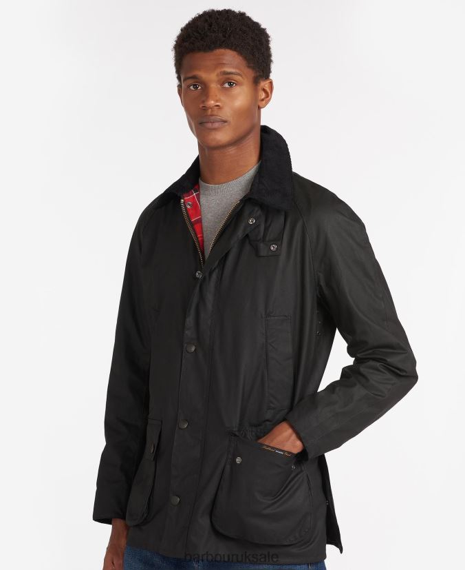 Ashby Wax Jacket Barbour Men R08LB68 Clothing Black