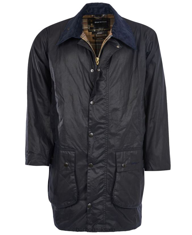 Border Wax Jacket Barbour Men R08LB638 Clothing Navy