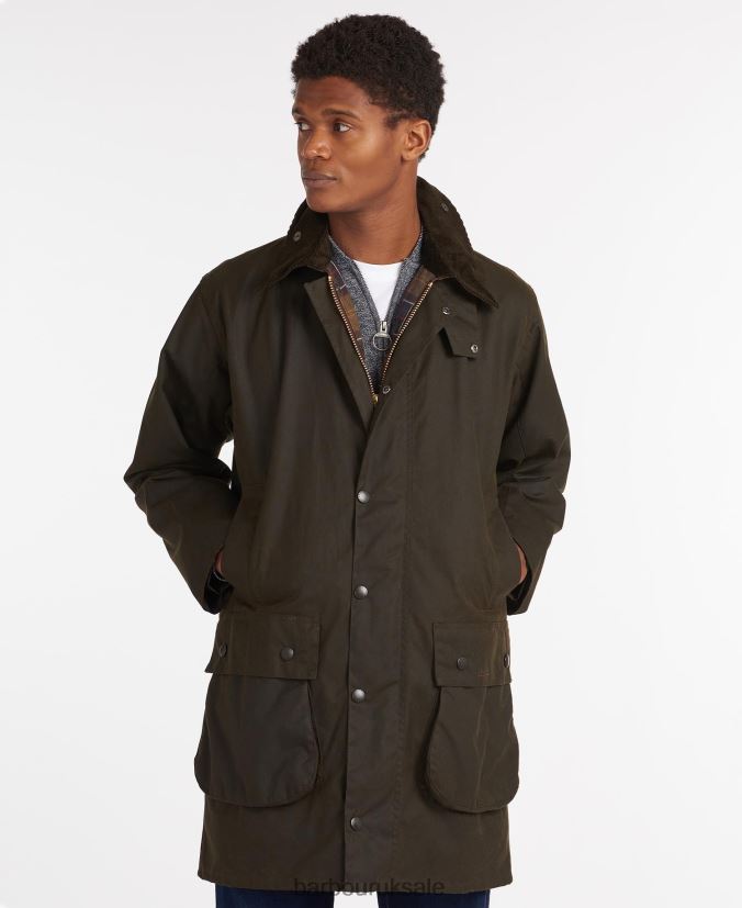 Classic Northumbria Wax Jacket Barbour Men R08LB616 Clothing Olive - Click Image to Close