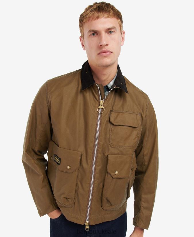 Harlow Waxed Jacket Barbour Men R08LB664 Clothing Sand - Click Image to Close