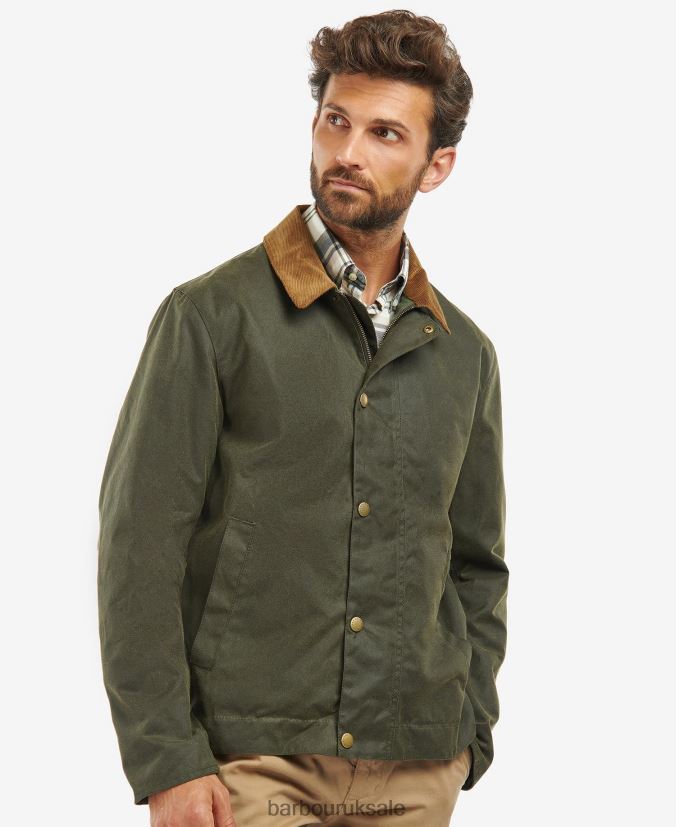 Milton Waxed Jacket Barbour Men R08LB658 Clothing Fern/Classic Tartan - Click Image to Close